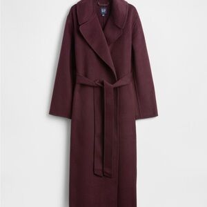 GAP Deep Burgundy Wool Belted Coat - Like New